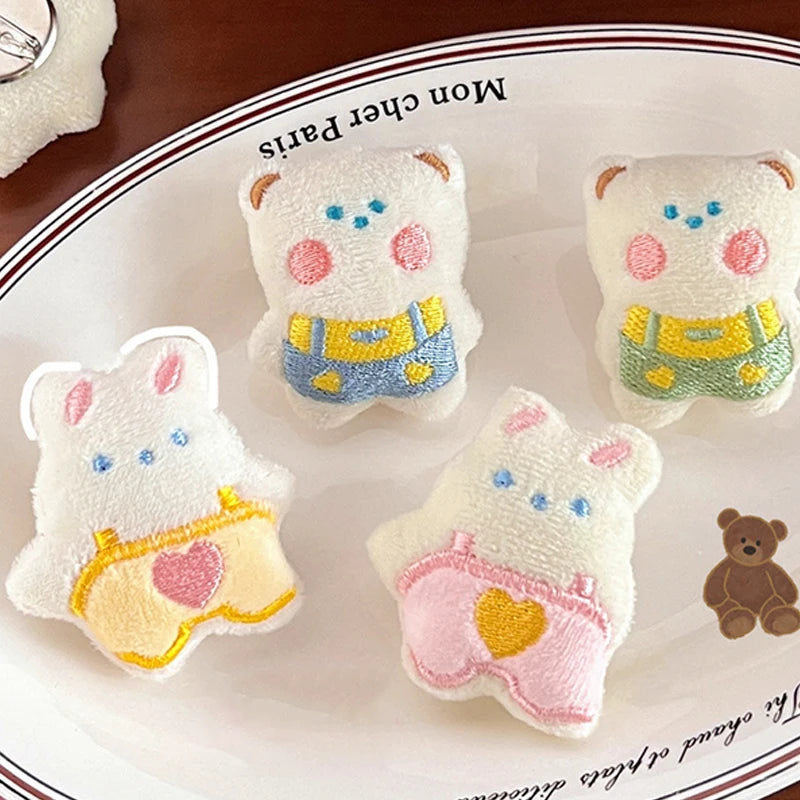 Cute Plush Doll Brooches Cartoon Bunny Bear Brooch Pin Clothing Backpack Decoration Jewelry Gifts For Girls Children