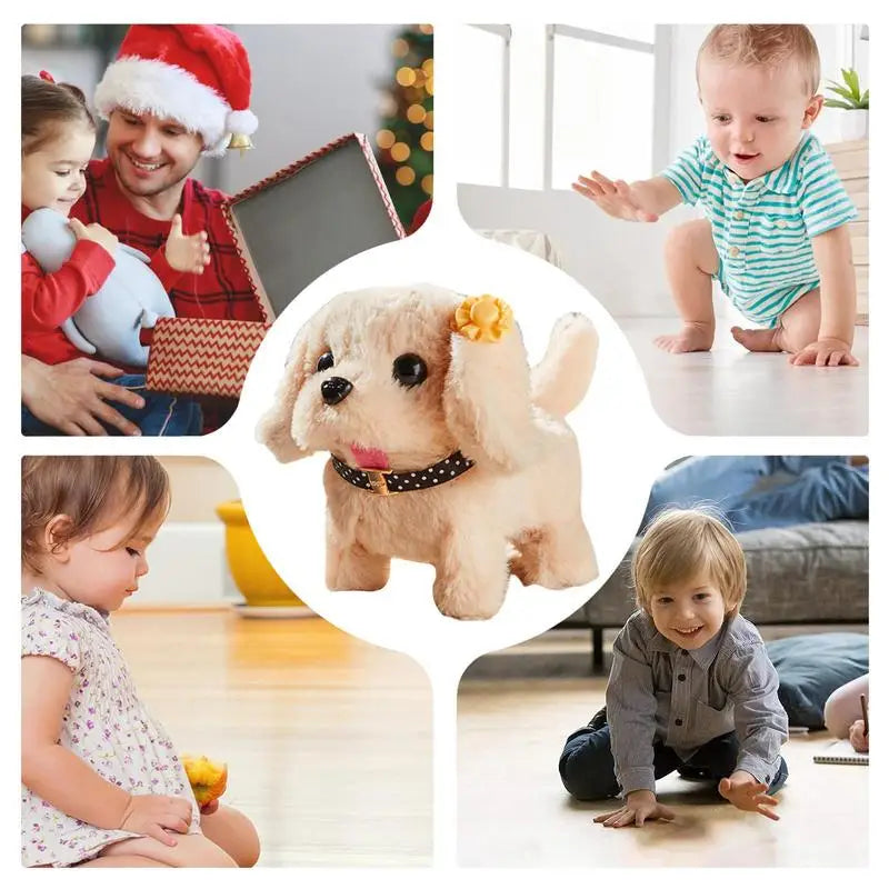 Walking Puppy Toy Plush Cute Electronic Dog Toy With Pet Backpack Simulation Electric Plush Puppy With Feeding Deluxe Kit For