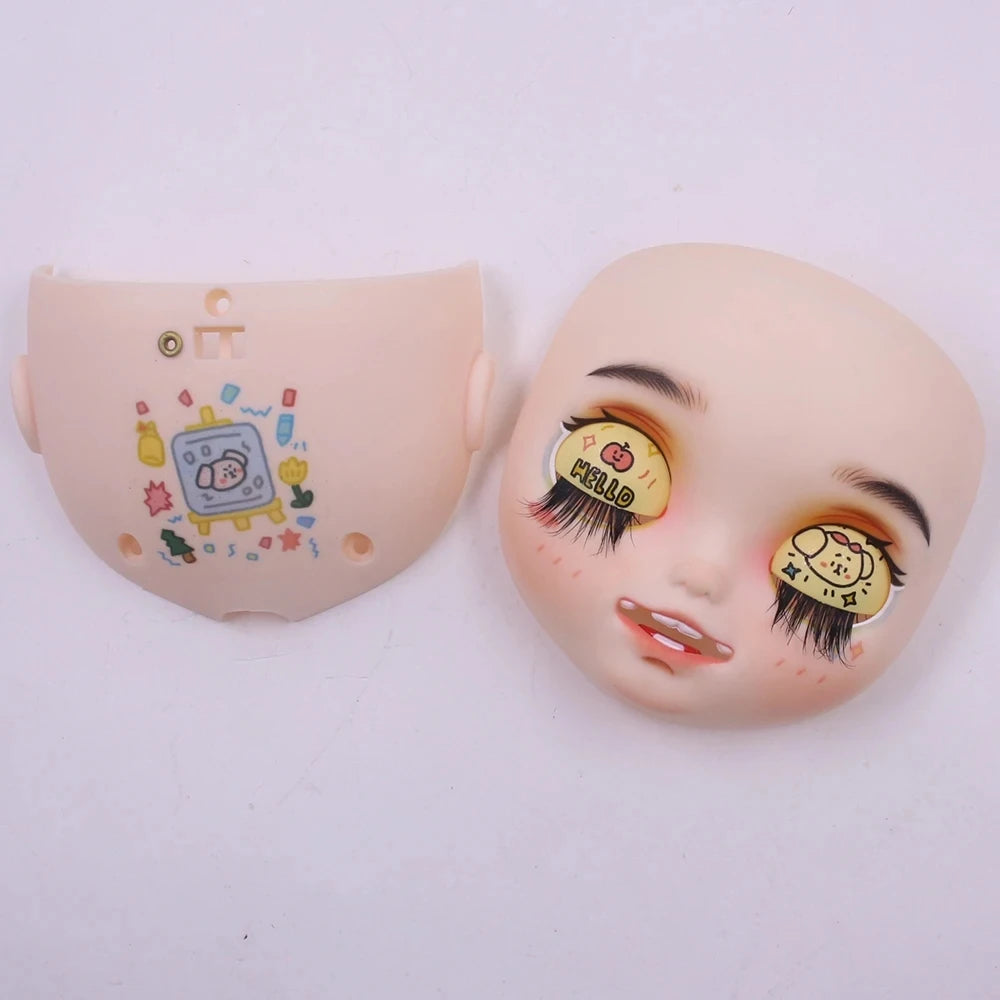 Blyth1/6 doll Hand-painted shell DIY frosted face lip carving eyebrows handmade Ears