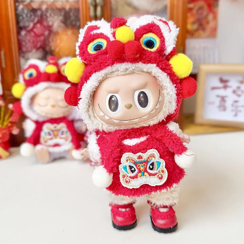 Mini Doll'S Clothes Outfit Accessories For 15-17cm Labubu Idol pendant New Year's Eve Lion and New Year's baby Clothing Gift