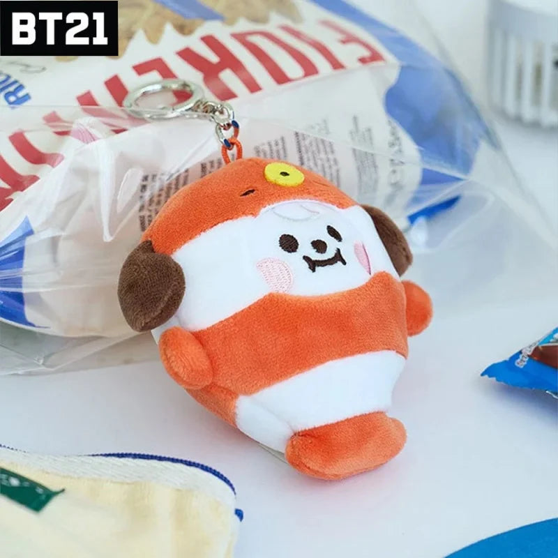 NEW 10CM BT21 Popular Anime Kawaii Cooky Tata Rj Mini Plush Keychain Pendant Ocean Friends Plush Doll Bag Pendant Ornament Gift