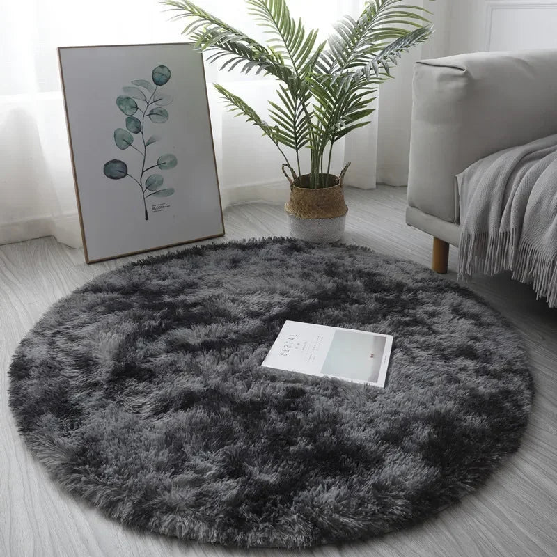 VIKAMA Cute Round Soft Shaggy Dirty Resistant Rug Modern Kids Bedroom Round Rug Plush Baby Room Shaggy Round Carpet