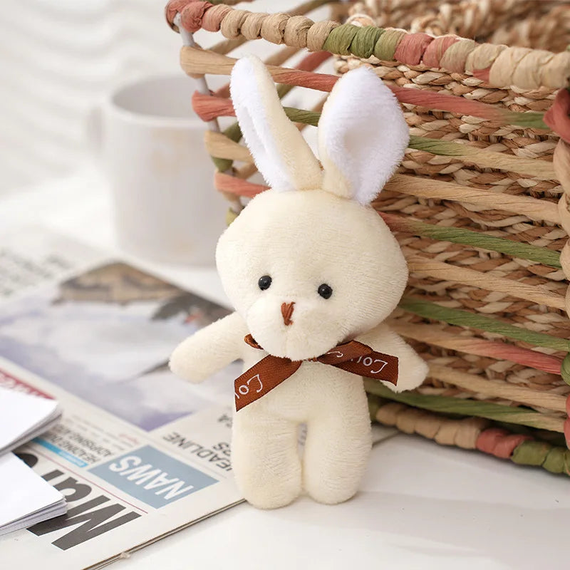 Cute Soft Stuffed rabbit Mini Teddy rabbit Dolls Plush Toys Key Chain Wedding Xmas Decoration Gifts Kids Keychain Pendant Doll