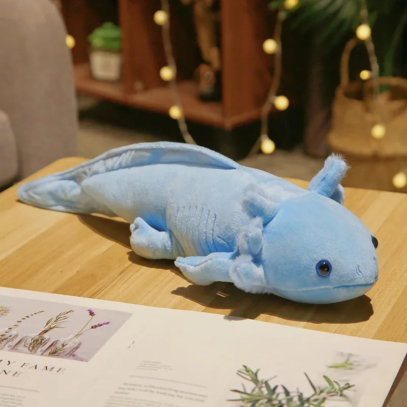 45CM Cute Axolotl Stuffed Plush Toy Real Life Simulation Ambystoma Mexicanum Dinosaur Animal Model Plush Doll For Kids Gifts