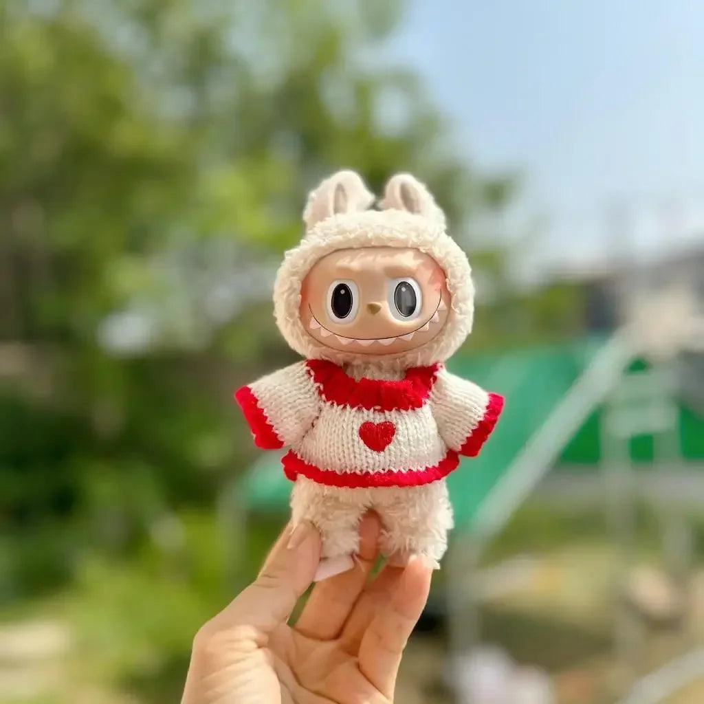 17cm Mini Plush Doll'S Clothes Outfit Accessories For Labubu Idol V1 V2 Christmas Cookie Man Sweater Hat Clothing New Year Gift