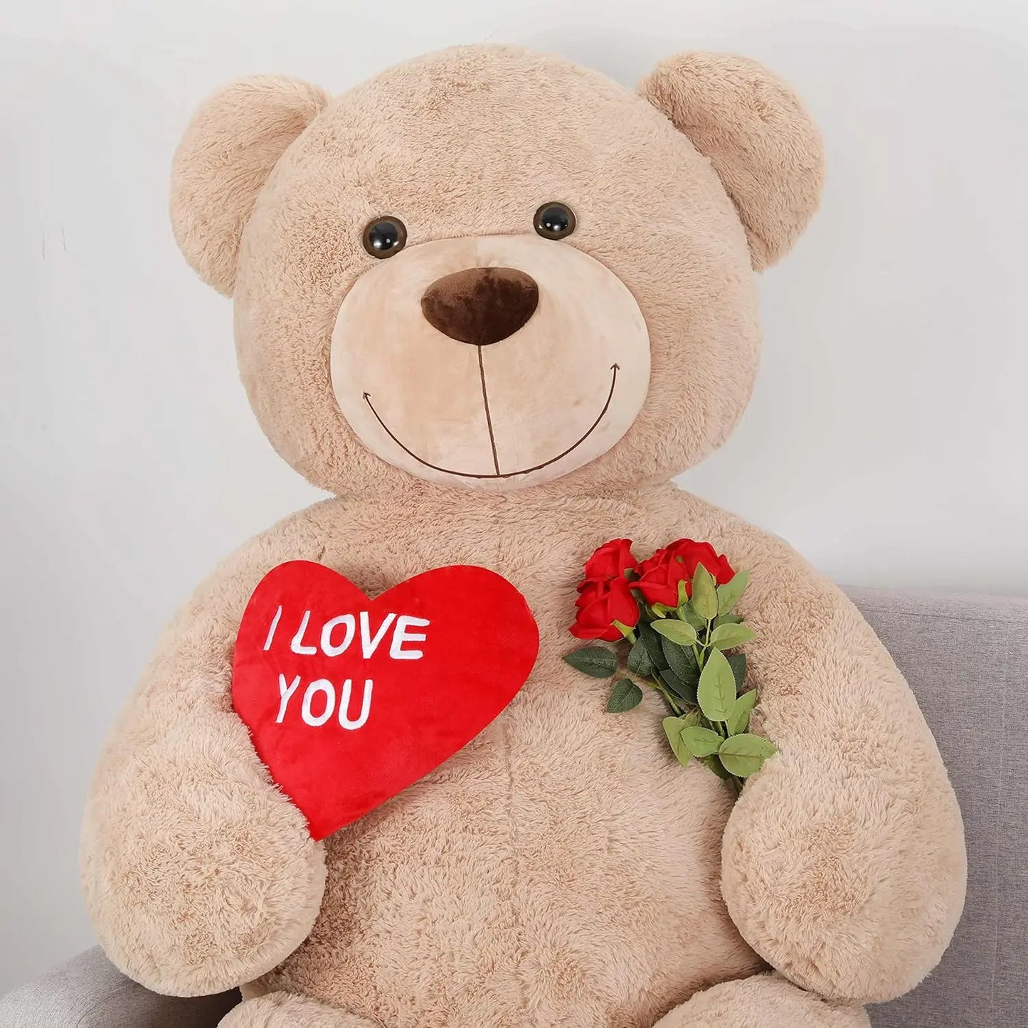 Tezituor Giant Teddy Bear 6ft Stuffed Animals - “I Love You”Red Heart Jumbo Human Size Teddy Bear for Lovers,  Valentine's Day