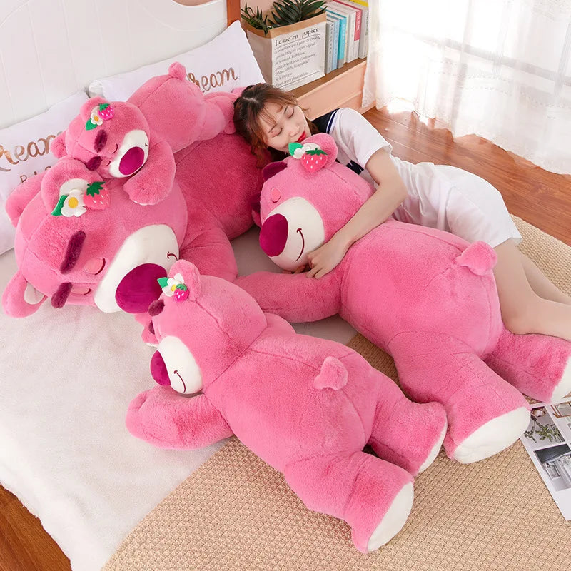 90cm Big Size Disney Toy Cute Bear Strawberry Sofa Plush Pillow Stuffed Toys Children Girls Friends Festivals Birthday Gift