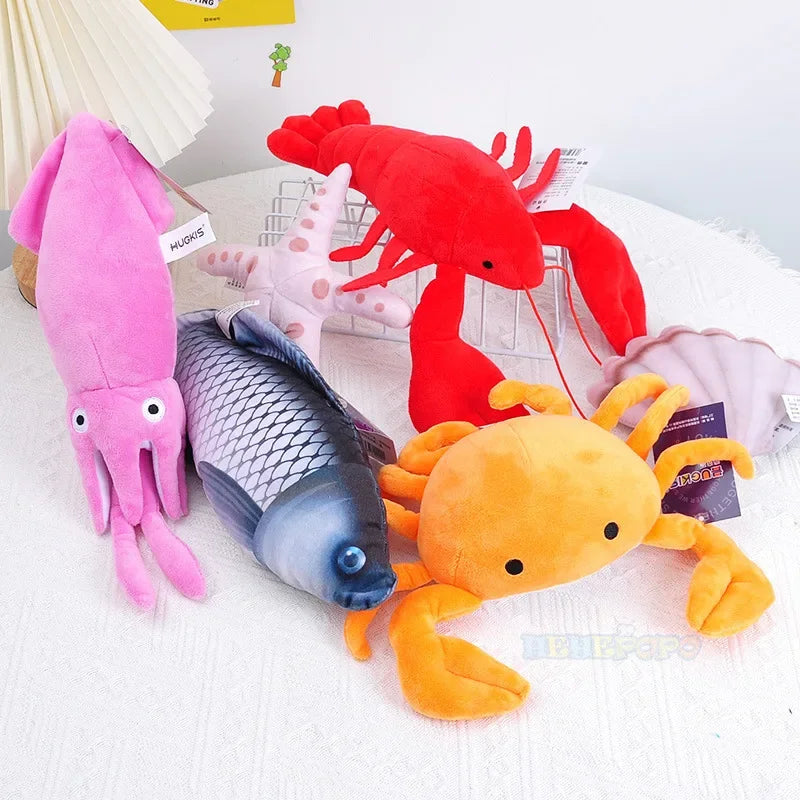 Lobster Squid Crab Starfish Scallop Carp Fish Aquarium Cartoon Sea Ocean Animal Marine Park Plush Toy Stuffed Doll Boy Girl Gift