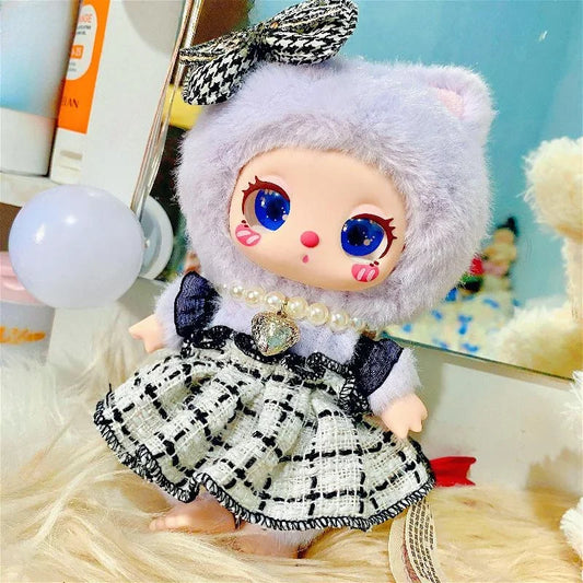 16cm Mini Plush Doll'S Clothes Outfit Accessories For Liila LUCKY CAT Idol Nice plaid skirt Clothing Gift