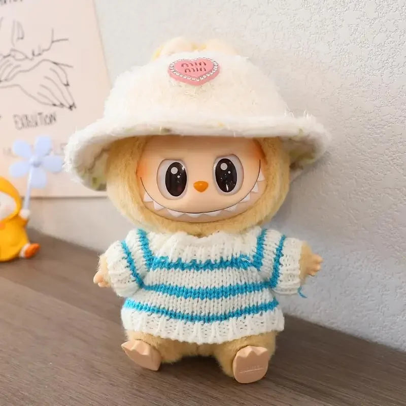 Clothes only For 17 cm  labubu winter sweater outfit Hoodies Doll Clothes for labubu V1 V2 DIY accessories