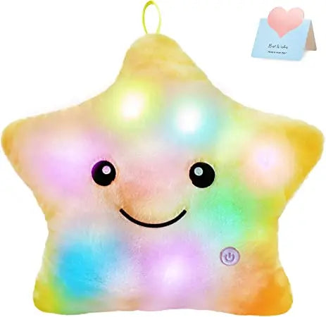 34CM Creative Toy Luminous Pillow Soft Stuffed Plush Glowing Colorful Stars Cushion Led Light Toys Gift For Kids Children Girls