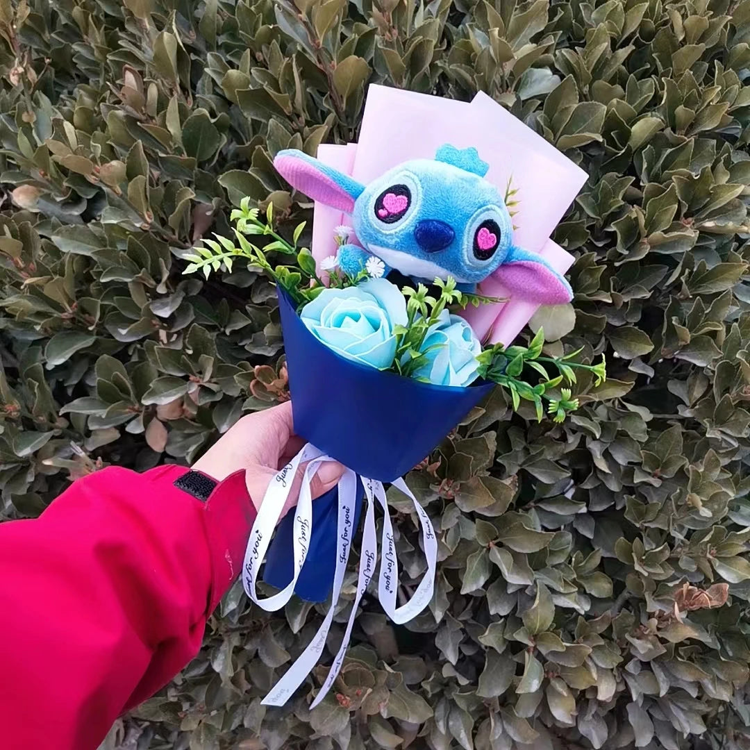 Anime Lilo and Stitch Bouquet Cartoon Stuffed Plush Doll Toy Animals Valentine's Day Christmas Birthday Wedding Party Gifts