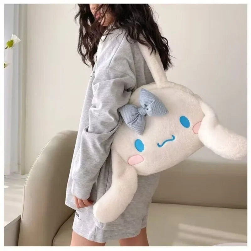 Cute Sanrio Kuromi Plush Bag Large Handbag Cinnamoroll Kawaii My Melody Backpack Shoulder Bag Tote Girl Makeup Plushie Gift bag