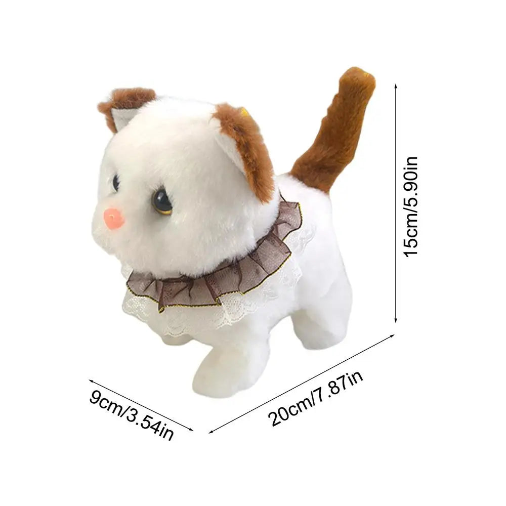 Tail Wagging Head Nodding Cat Toy Realistic Electronic Plush Toy Interactive Kitten Toy For Children Boys Girls