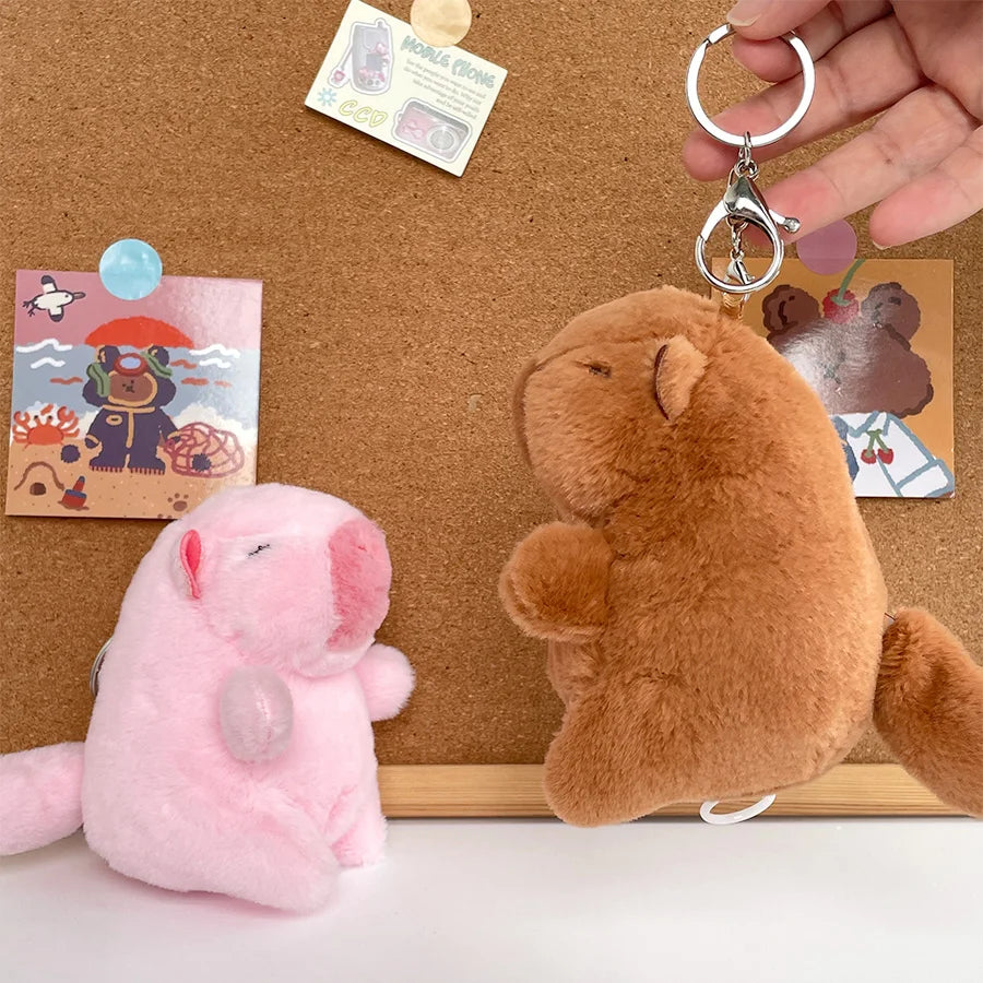 Kawaii capybara plush toys cute wagging tail doll creative keychain backpack accessories pendant pendant kids gift couple