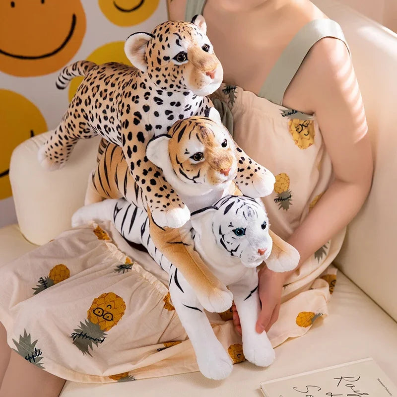 New Simulation Tiger Leopard Plush Toys Soft Wild Animals Simulation White Yellow Tiger Doll Children Kids Birthday Gifts