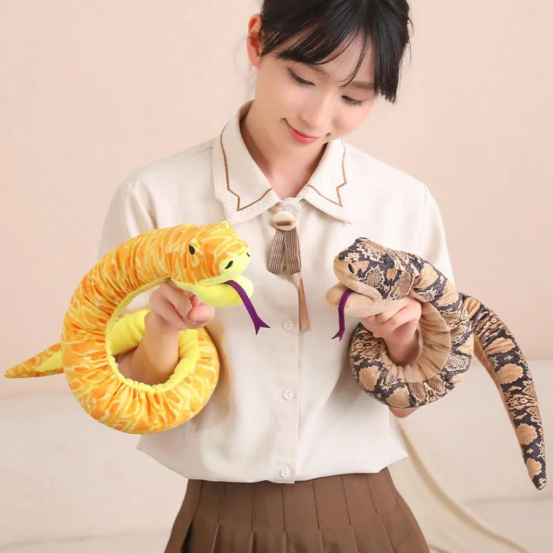 90cm-170cm Simulated Python Plush Lovely Animal Hand Puppet Toys Stuffed Snake Dolls Home Decor Birthday Xmas Exquisite Gifts