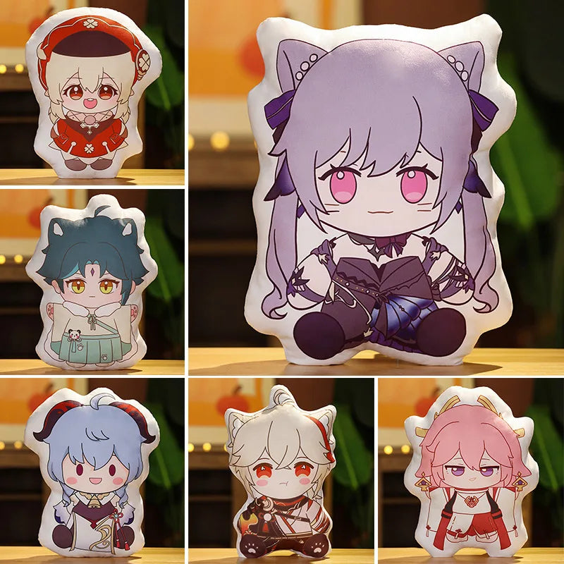 Genshin Impact Plush Toy Soft Cute Scaramouche Kazuha Lumine Yae Miko Throw Pillow Back Cushion Double-sided Printing Plushies