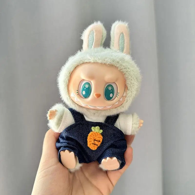 17cm Mini Plush Doll'S Clothes Outfit Accessories For Korea Kpop Exo Labubu I II Idol Dolls Sitting Party overalls Clothing Gift