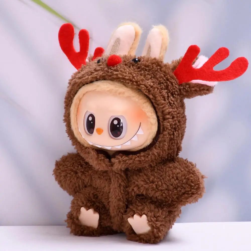 For 17cm Labubu V1 V2 clothes Christmas reindeer outfit cute baby clothes Dolls Accessories Cute Decoration Little Clothes