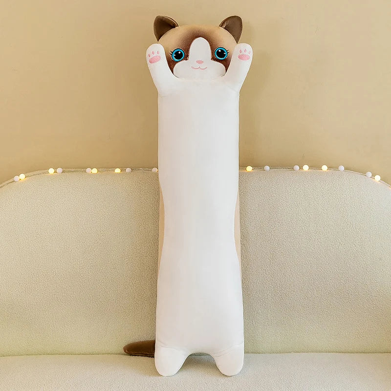 70-130cm Ultra Soft Cat Plush Long Pillow Down Cotton Stuffed Cartoon Kitten Cats Doll Plushie Peluche Sleeping Leg Pillow Gift