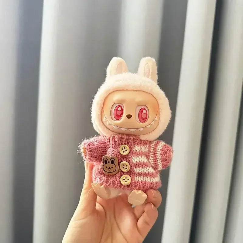 For 15-17 cm Labubu Clothes outfit Labubu Sitting Party Bear Label Scarf Hat Dolls Accessories Cute Decoration