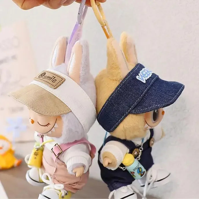 For 17 CM labubu Sitting Party Macaron 15cm Vinyl Pendant Doll Clothes Overalls Shoes for labubu V1 V2 outfit clothes