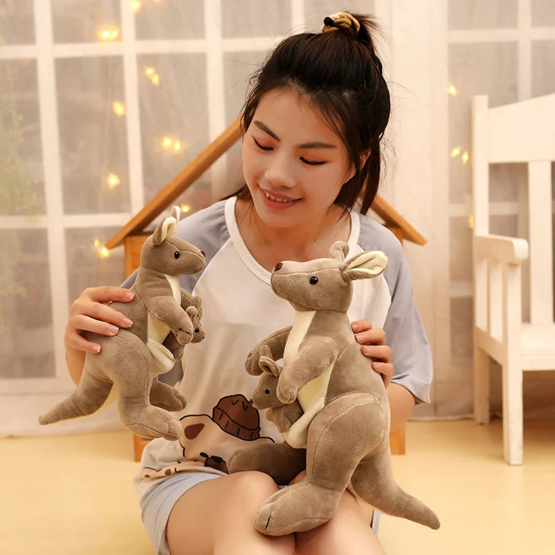 3Sizes Simulation Kangaroo Plush Toy Kangaroo Mother With Baby Cute Appease Doll To Send  Children's Birthday Gift Sofa Decor