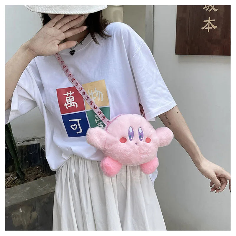 Cartoon Kirby Star Game Peripheral Series Kirby Plush Toy Girl hand crossbody Women's Mobile Phone Bag Coin Purse Kids Xmas Gift