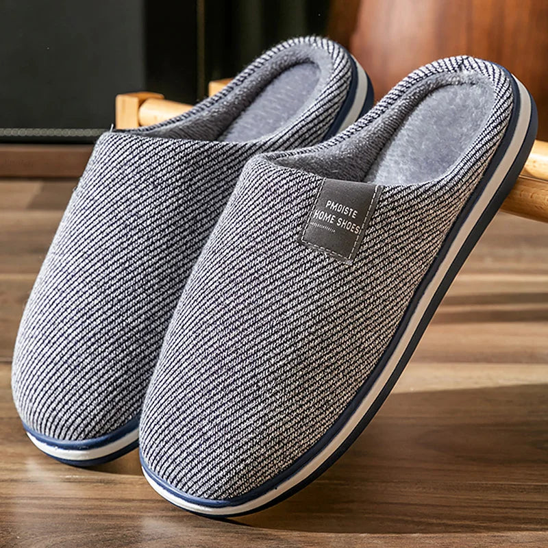 Trend Men Slippers Winter Warm Cotton Slippers Male Flats Soft Non-slip Slides Household Indoor Slippers Large Size 40-51