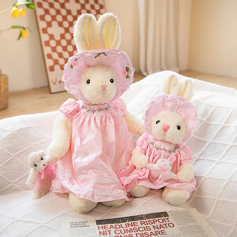 25/40cm Lovely Teddy Bear Bunny Wearing NightdressPlush Toys Stuffed Dolls For Baby Girls Children Girl Birthday Xmas Present