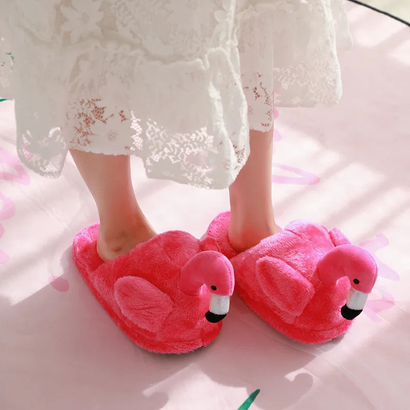 Winter lovely Home Slippers Chausson Shoes Women Flamingo slippers pantuflas unicornio pantoufle femme Warm Cotton Shoes hy24