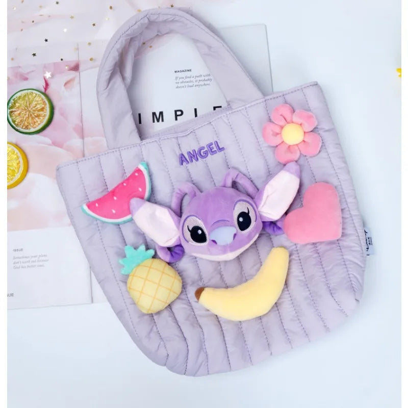 Disney Stitch Authentic Angie Doll Plush Toys New Purple Lavender Angie Milk Tea Cup Hair Doll Stitch Bags Backpacks Plush Toy