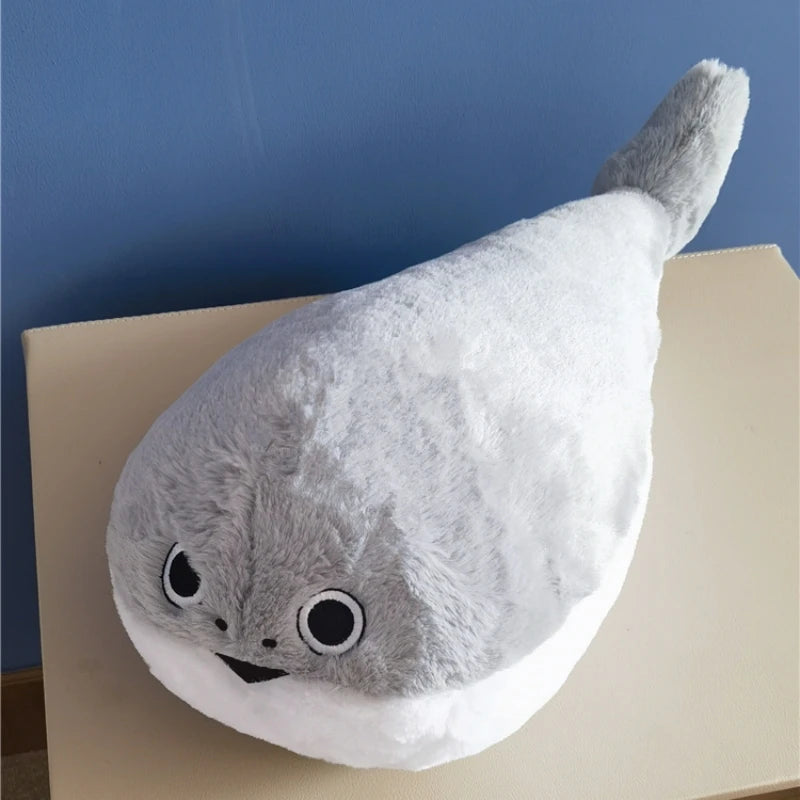 Japanese Style Sacabambaspis Plush Toy Kawaii Grey Fluffy Fish Plushies Very Soft Stuffed Funny Fish Pillow Home Decor Xmas Gift