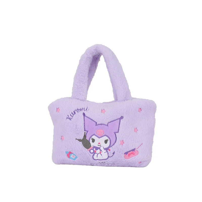 Kawaii Sanrio Hello Kitty Plush Bag Kuromi Melody Cinnamoroll Plushie Handbags Pochacco Cartoon Stuffed Bag for Girls Gifts