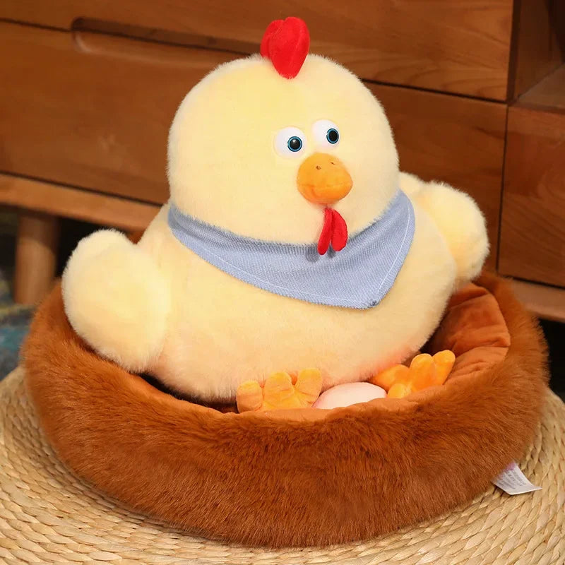 Kawaii Chick Coop Family Plush Toys Chicken Mother Chick Baby Plush Dolls Simulation Hen With Nest Stuffed Animals Kids Gifts