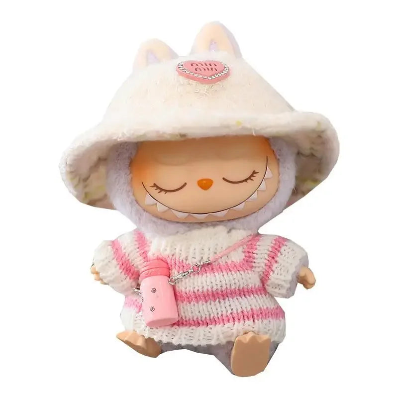 Cloth Only For 17 CM labubu winter outfit decoration Labubu V1 V2 clothes sweater hat for DIY decoration