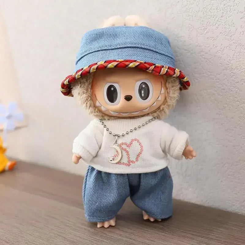 17cm Mini Plush Doll'S Clothes Outfit Accessories For Korea Kpop Exo Labubu Idol V1 V2 casual suit hat shoes Clothing Gift