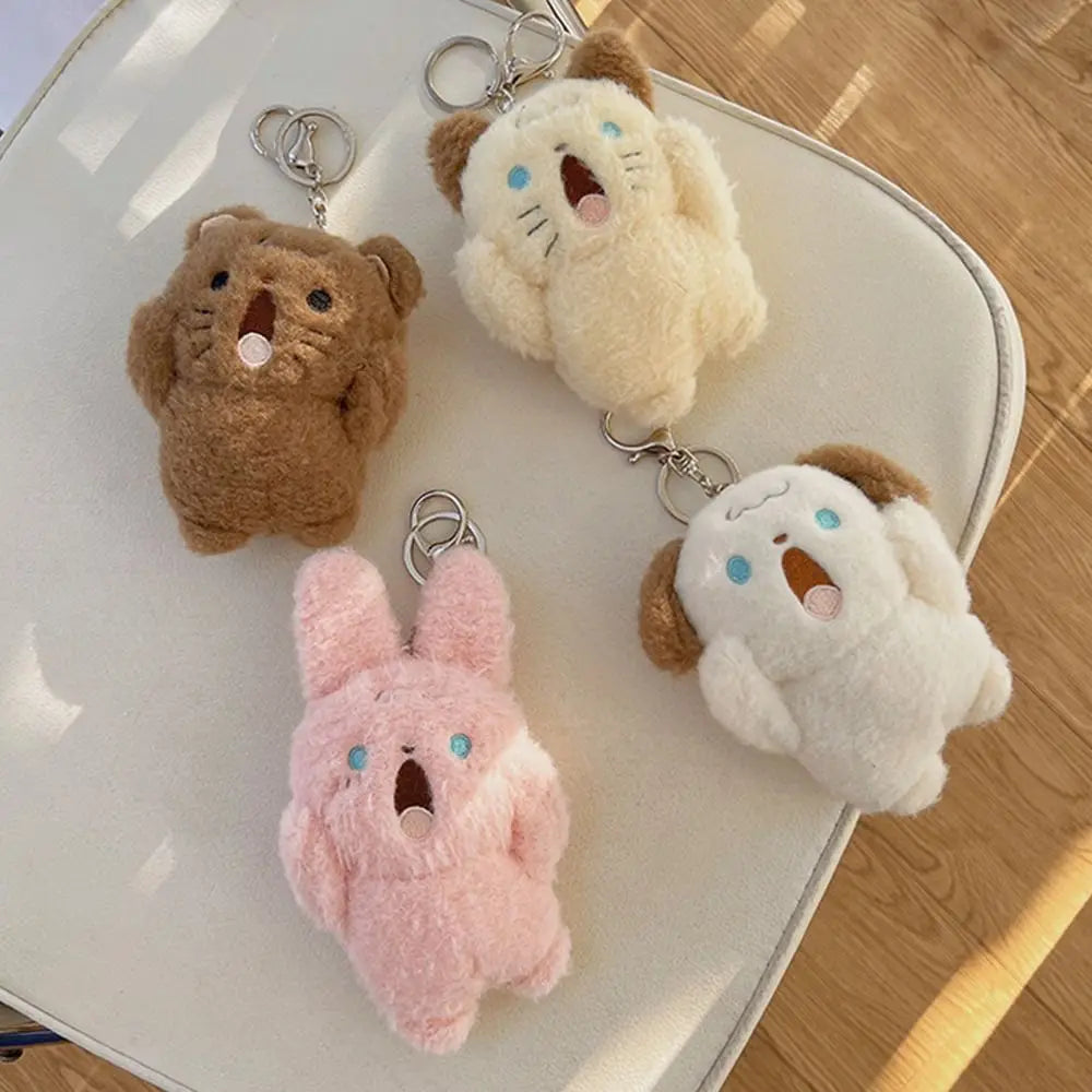 Rabbit Shouting Bear Children Gift Shouting Dog Bag Decoration Plush Pendant Keychain Backpack Charms Stuff Plush Toy