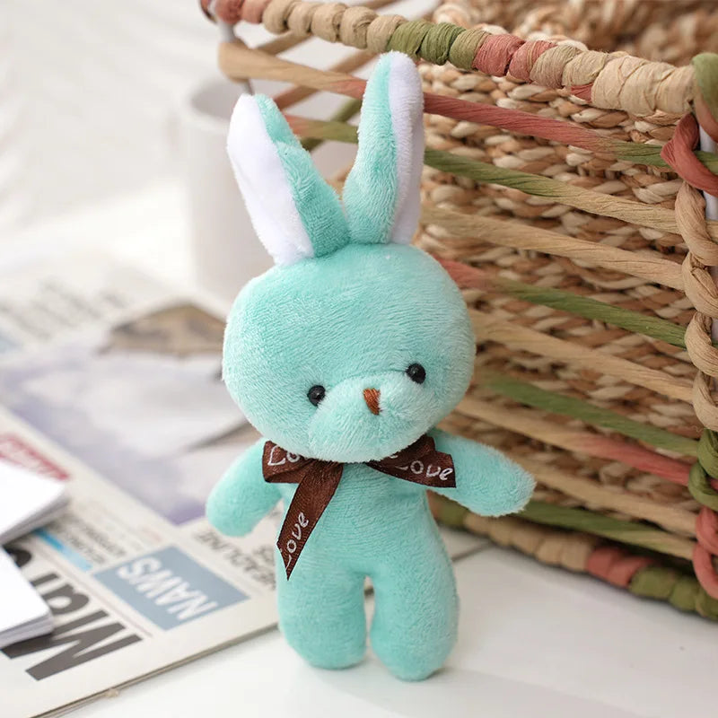 Cute Soft Stuffed rabbit Mini Teddy rabbit Dolls Plush Toys Key Chain Wedding Xmas Decoration Gifts Kids Keychain Pendant Doll