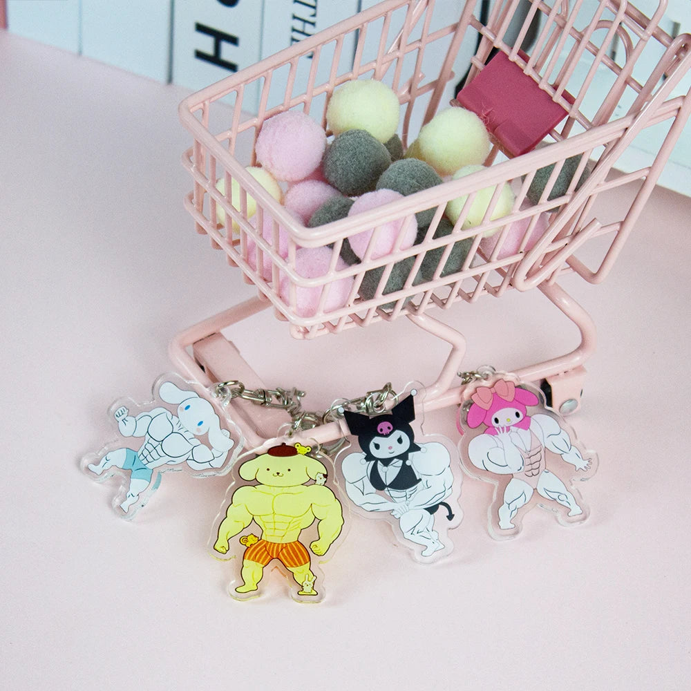 Anime Sanrio Acrylic Muscle Keychains - Plushy Mart