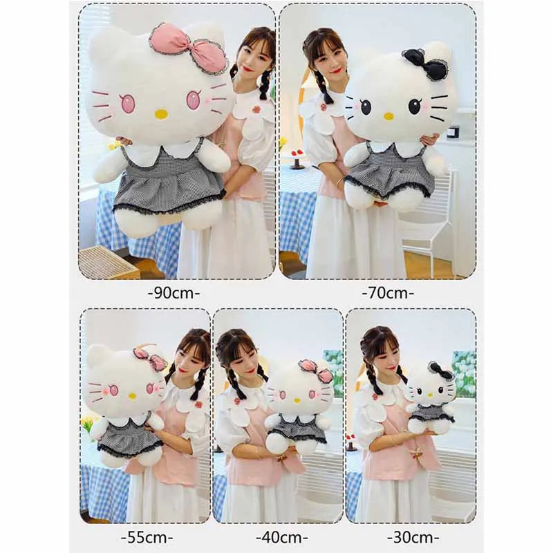 Sanrio Dark KT Cat Plush Toy Katie Cat Doll Stuffed Anime Doll Cartoon Cute Little Cat Puppet Doll Children's Gift Children Toys