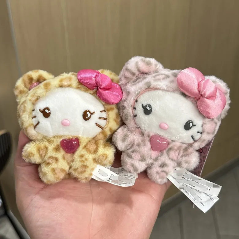 Sanrio Leopard Bear Series Hello Kitty Cinnamoroll My Melody Plush Toys Cute Bag Doll Pendants Girls Birthday Gifts