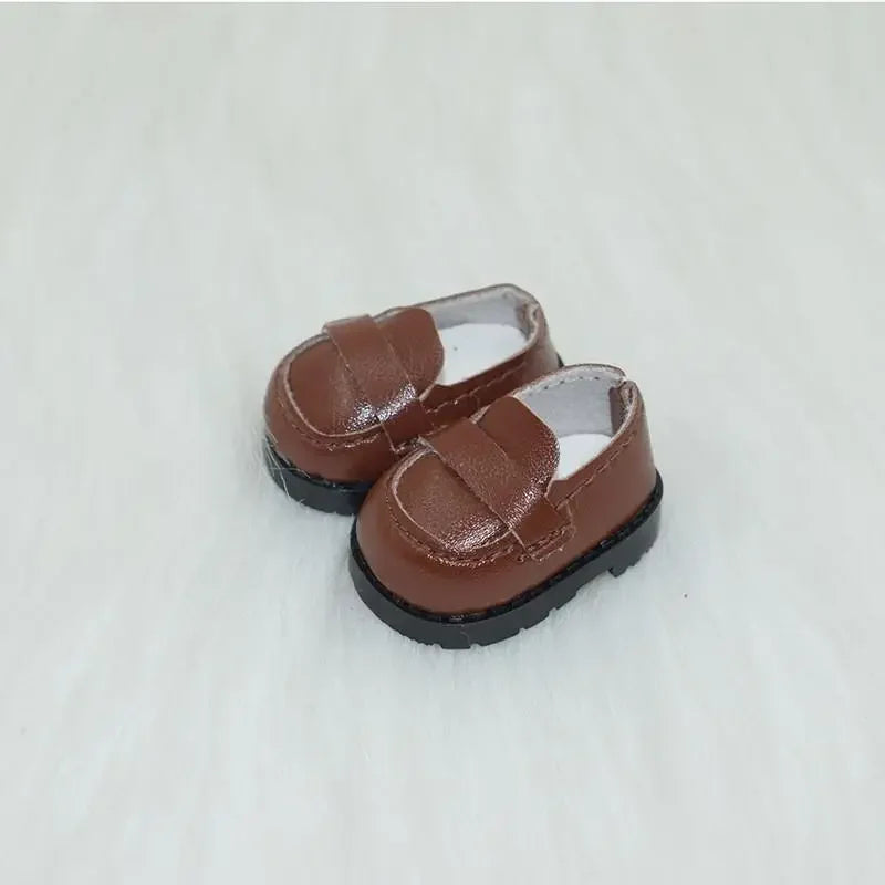 For Labubu Shoes (3.8*2.3cm) for 17cm Labubu Macaron and 10cm EXO /Cotton Doll Finger Shoes Doll Leather Shoes