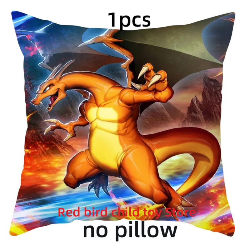 45X45CM Pokémon Pikachu Eevee Anime Short Plush Cute Cartoon Pillowcase Home Sofa Office Cushion Pillow Cushion Cover Wholesale