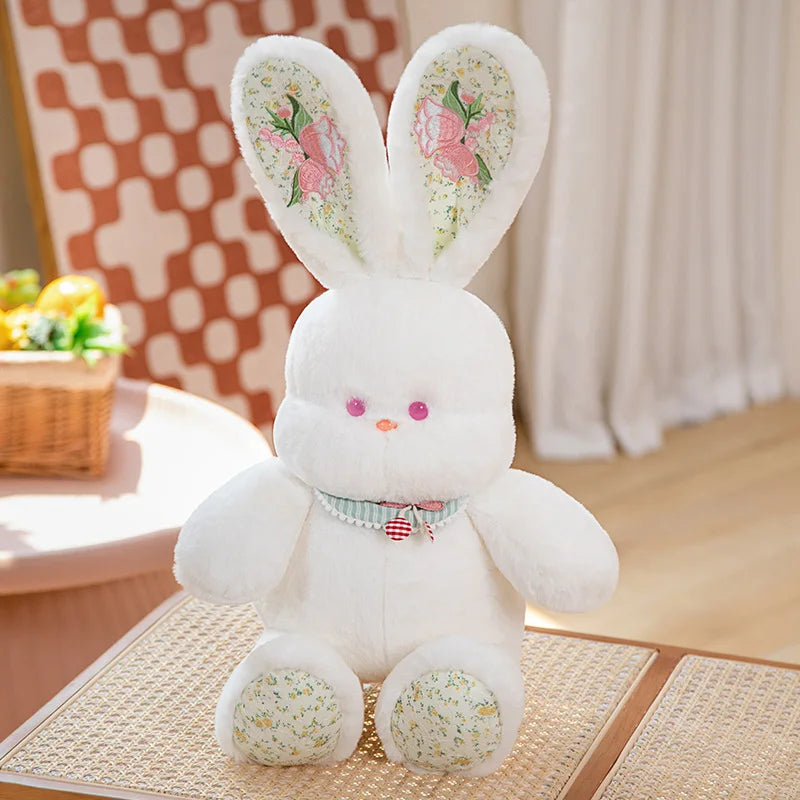 60cm Super Cute Soft Stuffed Animals Sitting White Rabbit With Long Colorful Ears Toys Plush Bunny Dolls Baby Daughter Peluche