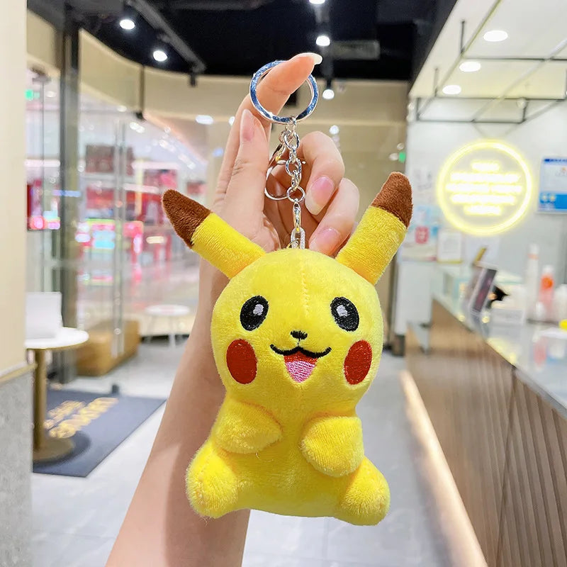 Anime Pokemon Plush Doll Keychain Pikachu Psyduck Squirtle Soft Stuffed Key Ring Cartoon Plushies Bag Pendant Gift Kids Toys