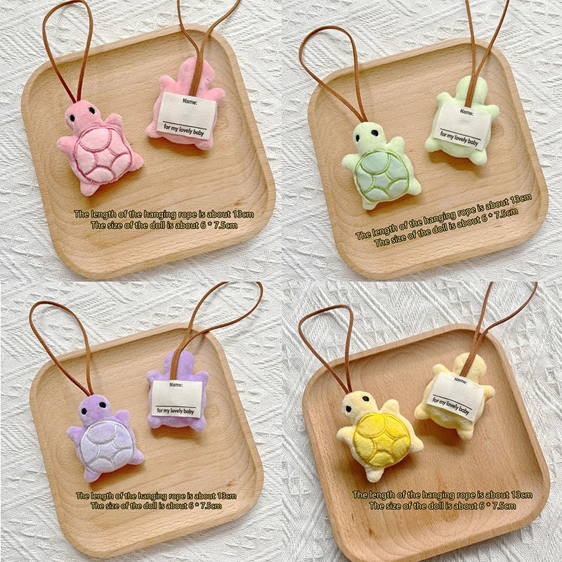 Cute Cartoon Plush Turtle Keychain Kawaii Turtle Doll Unique Design Squeak Knapsack Decor Car Keychain Pendant Accessories