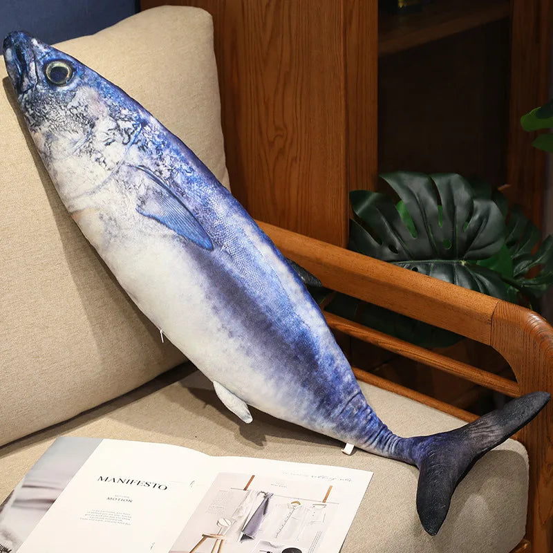 Giant Creative Simulation Fish Bream Tuna Salmon Plush Toy Cute Realistic Grouper Saury Plushies Pillow Funny Room Decor Gift