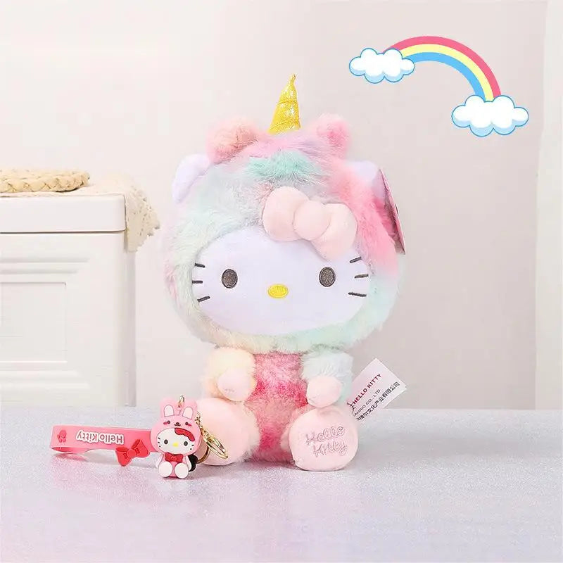 23cm Kawaii Sanrio Hello Kitty Kuromi Melody Cinnamoroll Pochacco Stuffed Toys Plushier Soft Throw Plush Dolls Valentines Gift